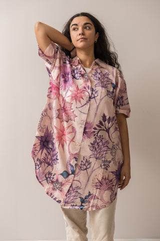 Vestido Camisero Flores Secas